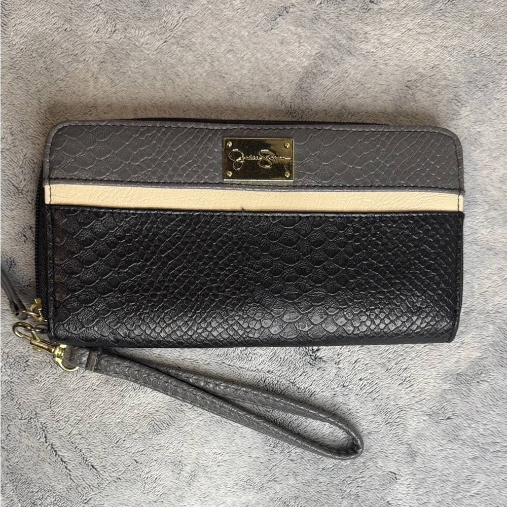 Jessica Simpson Color-Block Zip Around Wristlet Wallet